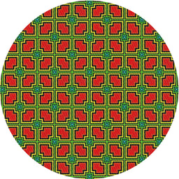 Round Patterned Pistachio Green Novelty Rug, pat2476