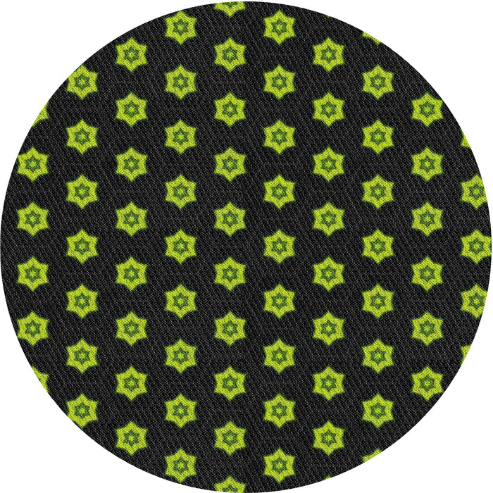 Round Machine Washable Transitional Black Rug, wshpat2478