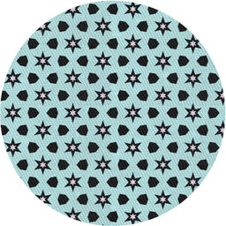 Round Machine Washable Transitional Electric Blue Rug, wshpat2479