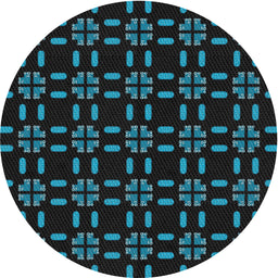 Round Machine Washable Transitional Black Rug, wshpat2482