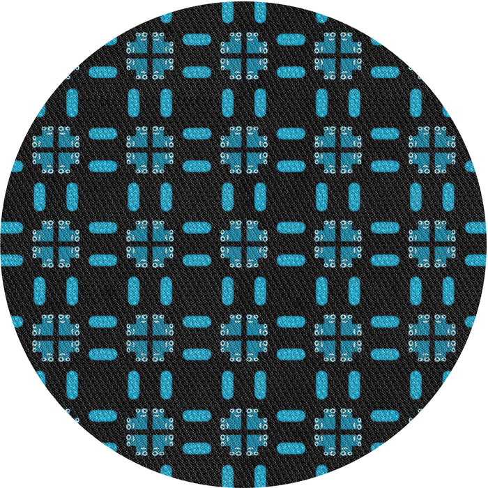 Round Patterned Black Novelty Rug, pat2482