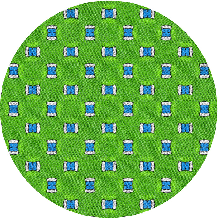 Round Patterned Emerald Green Novelty Rug, pat2484