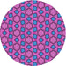 Round Patterned Violet Red Pink Modern Rug, pat2486