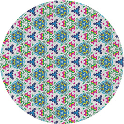 Round Patterned Mint Green Novelty Rug, pat2487