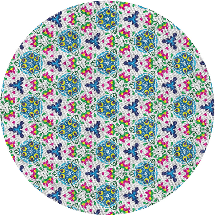 Round Patterned Mint Green Novelty Rug, pat2487