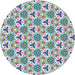 Round Patterned Mint Green Novelty Rug, pat2487