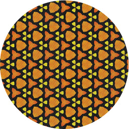 Round Patterned Orange Gold Novelty Rug, pat2491