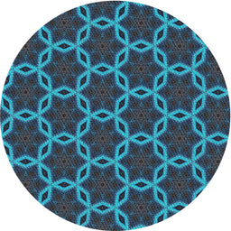 Round Machine Washable Transitional Deep-Sea Blue Rug, wshpat2496