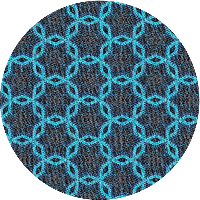 Round Machine Washable Transitional Deep-Sea Blue Rug, wshpat2496