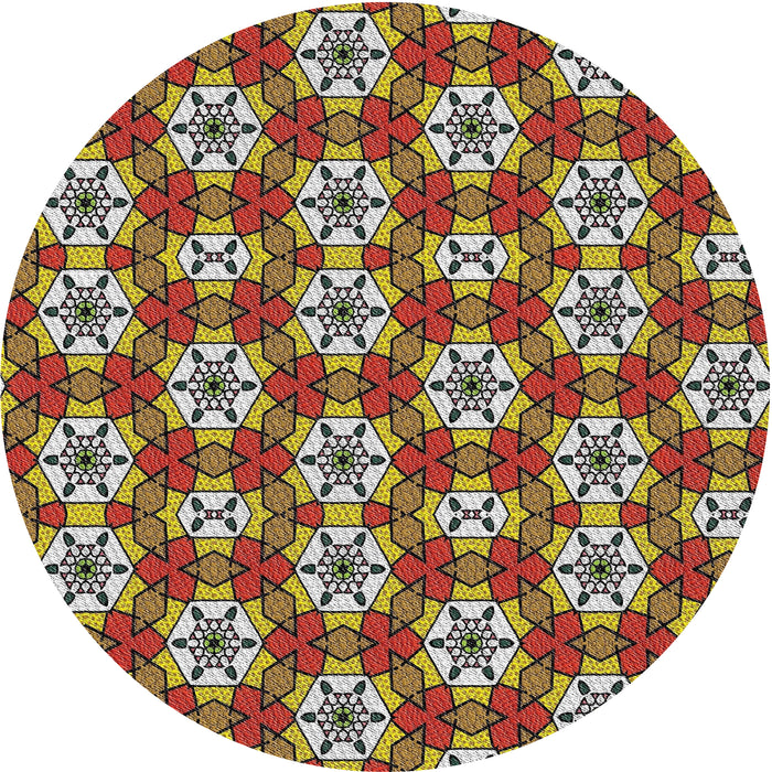 Round Patterned Red Novelty Rug, pat2498