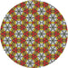 Round Patterned Red Novelty Rug, pat2498