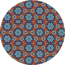 Round Machine Washable Transitional Purple Lily Purple Rug, wshpat2499