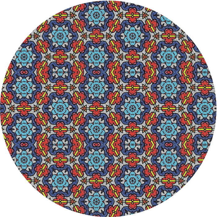 Round Patterned Purple Lily Purple Novelty Rug, pat2499