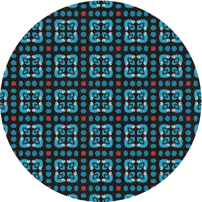 Round Machine Washable Transitional Blue Ivy Blue Rug, wshpat2500
