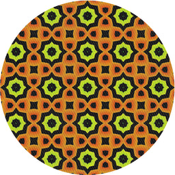 Round Patterned Orange Gold Novelty Rug, pat2507