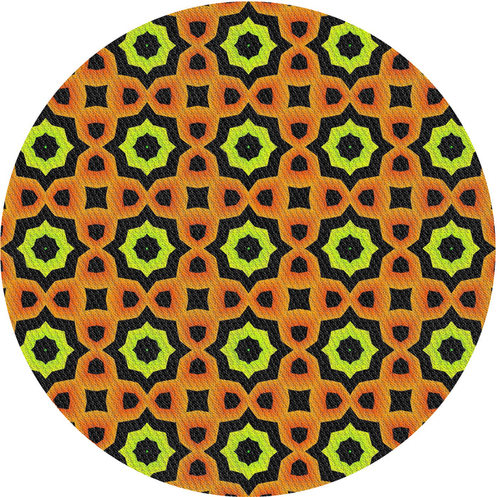 Round Patterned Orange Gold Novelty Rug, pat2507