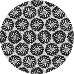 Round Machine Washable Transitional Midnight Gray Rug, wshpat2508