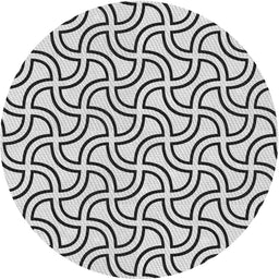 Round Machine Washable Transitional White Smoke Rug, wshpat2513