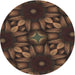 Round Patterned Black Brown Novelty Rug, pat2516