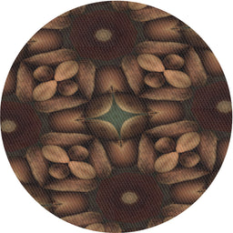 Round Machine Washable Transitional Black Brown Rug, wshpat2516