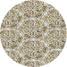 Round Machine Washable Transitional White Gold Rug, wshpat2517