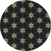 Round Machine Washable Transitional Black Rug, wshpat2520