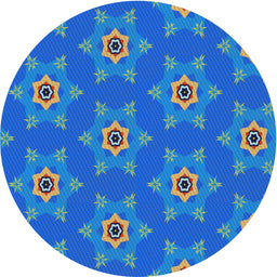Round Patterned Blue Orchid Blue Novelty Rug, pat2521
