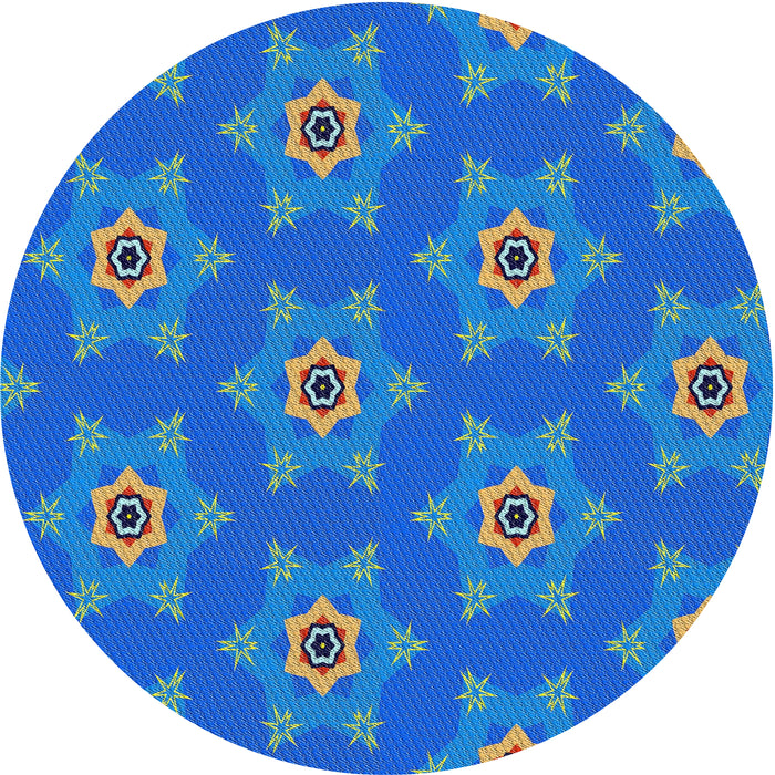 Round Patterned Blue Orchid Blue Novelty Rug, pat2521