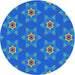 Round Patterned Blue Orchid Blue Novelty Rug, pat2521