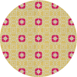 Round Machine Washable Transitional Gold Rug, wshpat2523