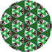 Round Patterned Green Novelty Rug, pat2524