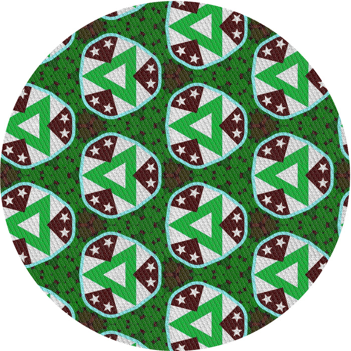 Round Machine Washable Transitional Green Rug, wshpat2524