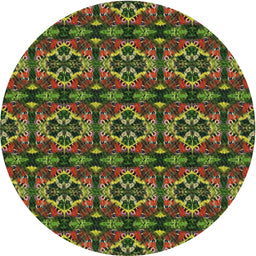 Round Machine Washable Transitional Night Red Rug, wshpat2526