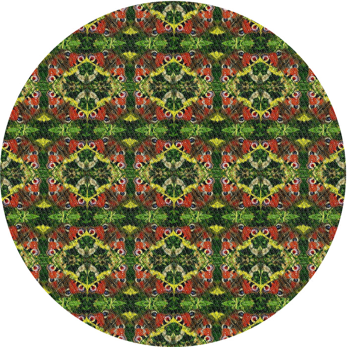 Round Patterned Red Novelty Rug, pat2526