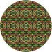 Round Patterned Red Novelty Rug, pat2526