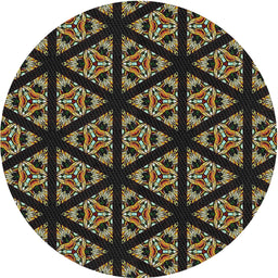 Round Machine Washable Transitional Black Brown Rug, wshpat2527