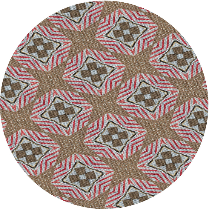 Round Patterned Chestnut Brown Novelty Rug, pat2530