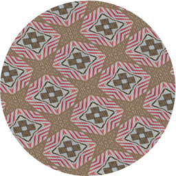 Round Machine Washable Transitional Chestnut Brown Rug, wshpat2530