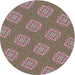 Round Patterned Dark Sienna Brown Novelty Rug, pat2531