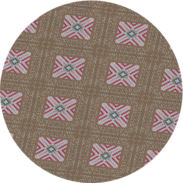 Round Patterned Sand Brown Novelty Rug, pat2533
