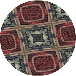 Round Machine Washable Transitional Night Red Rug, wshpat2534
