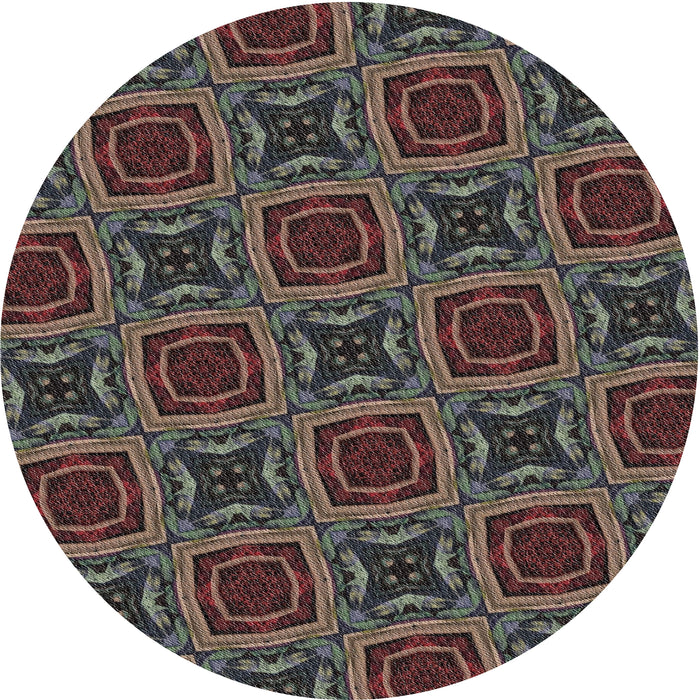Round Machine Washable Transitional Midnight Gray Rug, wshpat2535