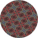 Round Machine Washable Transitional Night Red Rug, wshpat2536