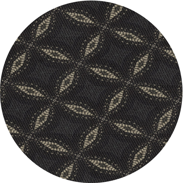 Round Patterned Carbon Gray Novelty Rug, pat2537