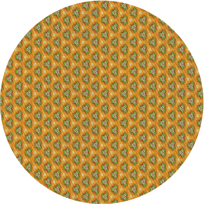 Round Patterned Gold Novelty Rug, pat2540