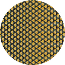 Round Machine Washable Transitional Midnight Gray Rug, wshpat2541