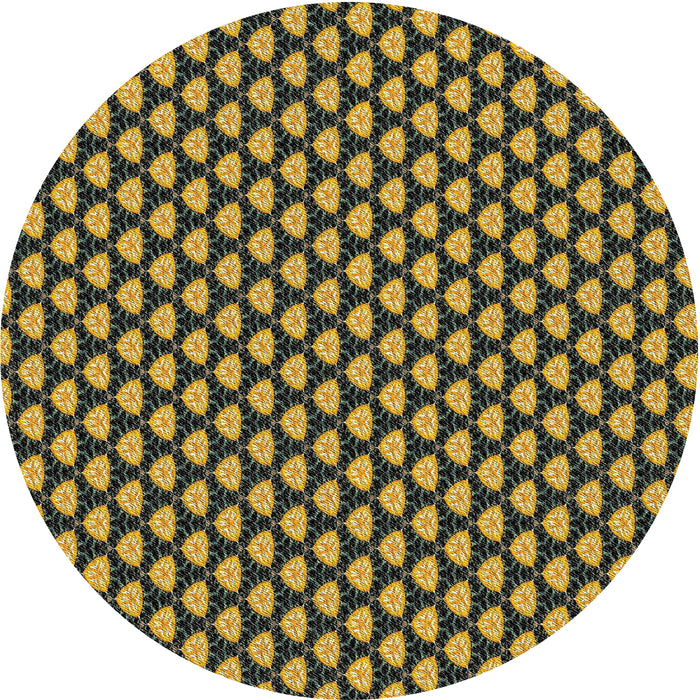 Round Machine Washable Transitional Midnight Gray Rug, wshpat2541