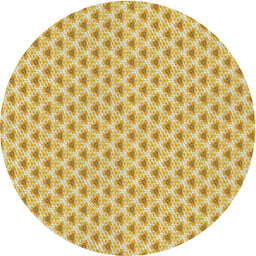 Round Patterned Mustard Yellow Novelty Rug, pat2542