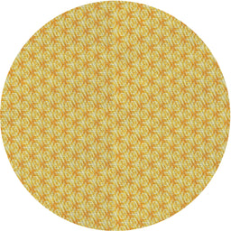 Round Patterned Chrome Gold Yellow Novelty Rug, pat2543