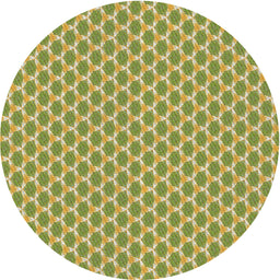 Round Machine Washable Transitional Green Rug, wshpat2545